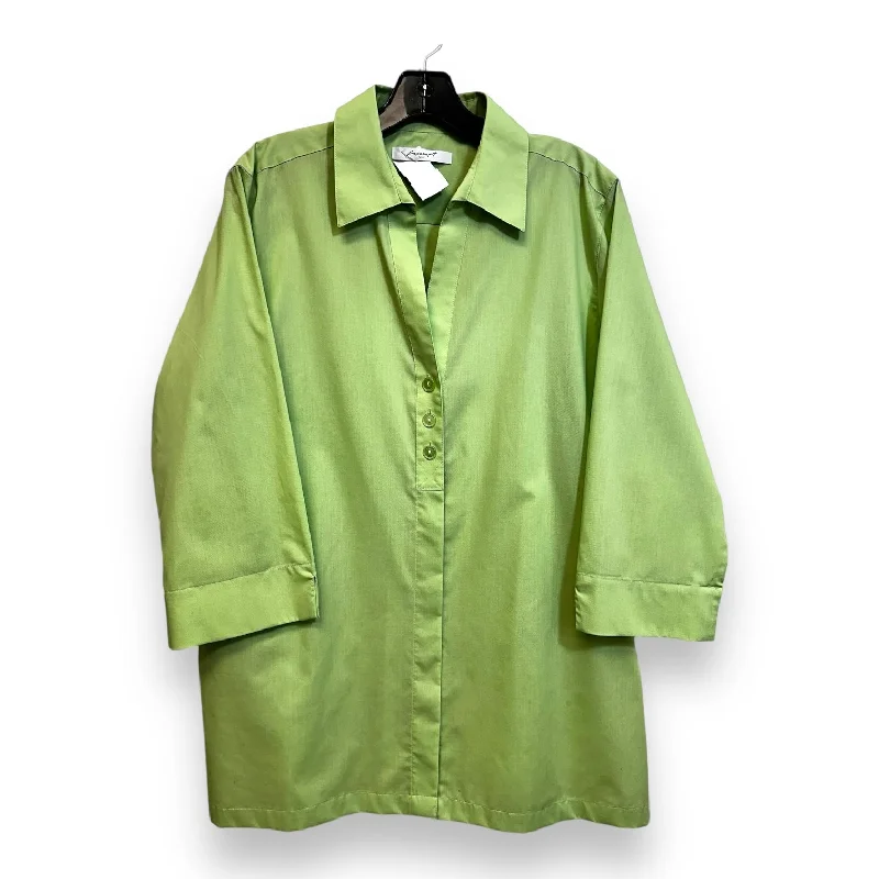 Top Long Sleeve By Foxcroft In Green, Size: 16 Relaxed Men's Australian 
