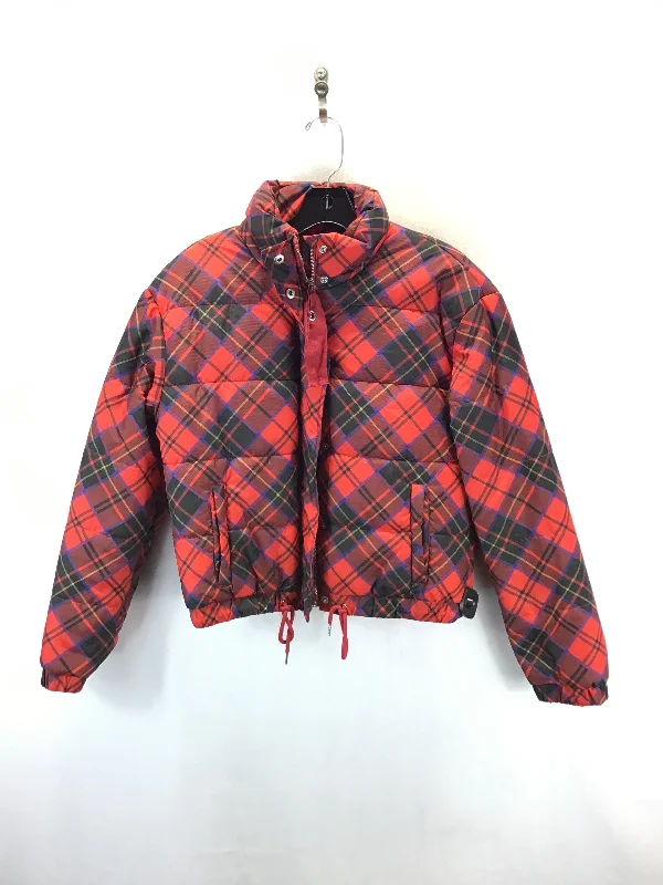 Coat Puffer & Quilted By Ashley In Plaid Pattern, Size: M Sleek Men's Metallic