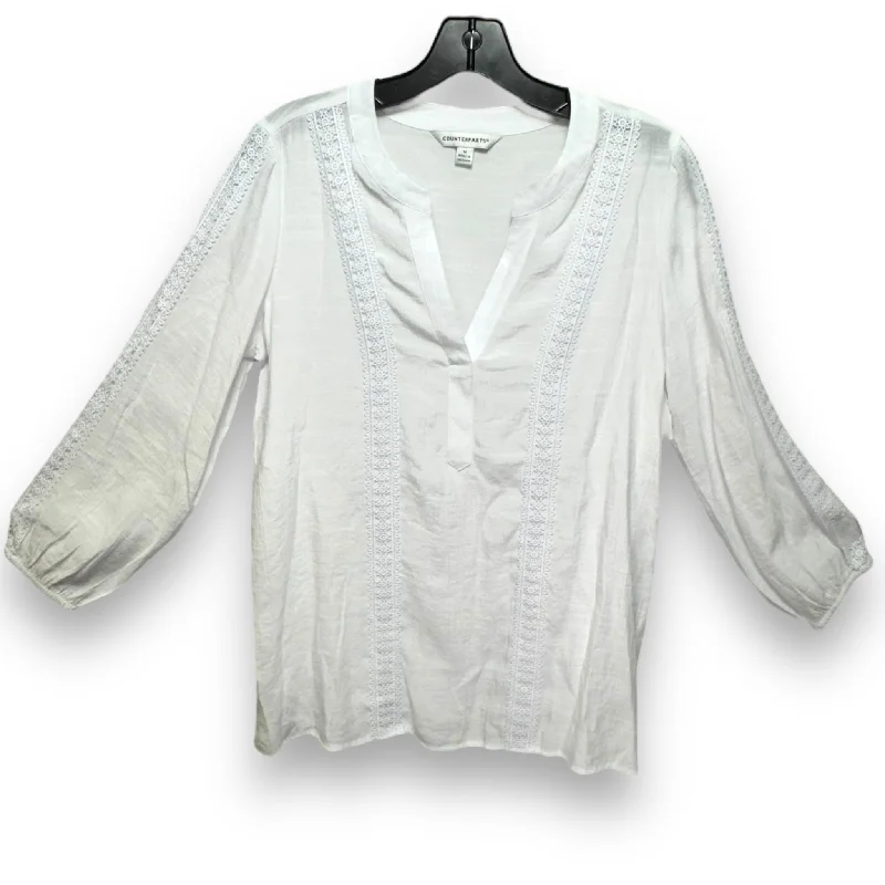 Top Long Sleeve By Counterparts In White, Size: M Cool Men's Distressed