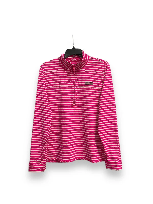 Athletic Top Long Sleeve Collar By Vineyard Vines In Pink & White, Size: Xl Earthy Men's Sustainable 