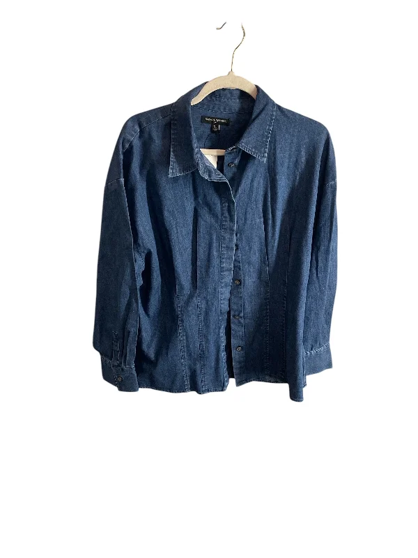 Top Long Sleeve Basic By Banana Republic In Blue, Size: Xl Artistic Men's Hand