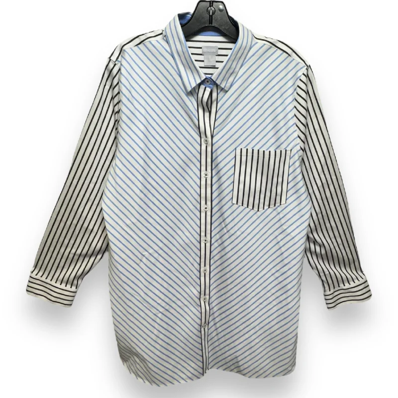 Top Long Sleeve By Chicos In Striped Pattern, Size: Xl Cclassic Men's Tweed