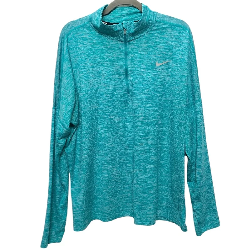 Athletic Top Long Sleeve Collar By Nike In Teal, Size: 1x Masculine Men's 