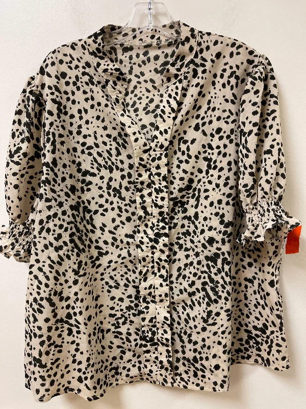 Top Short Sleeve By Clothes Mentor In Black & Cream, Size: 4x Stylish Men's Neon
