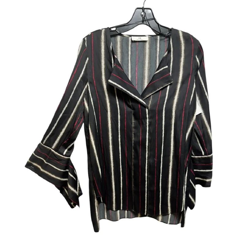 Shibori Striped Long Sleeve Blouse Designer By Halston  Size: M Trendy Men's Scandinavian