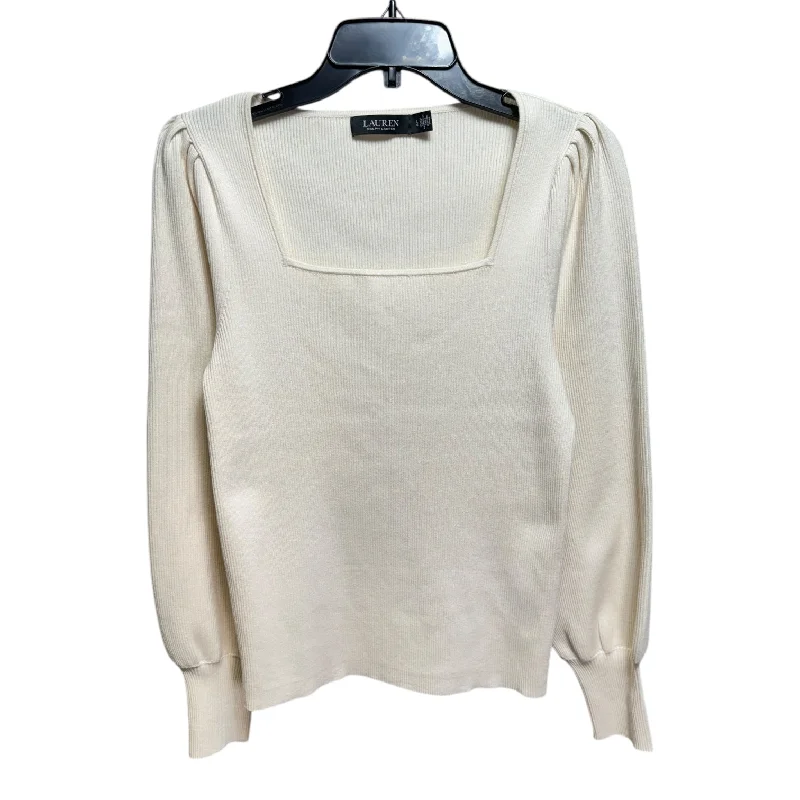 Knit Square Neck Top Long Sleeve By Lauren By Ralph Lauren In Cream, Size: L Refined Men's Hand