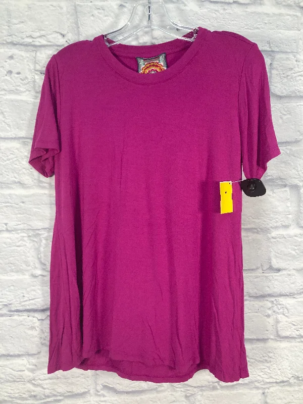 Top Short Sleeve Designer By Johnny Was In Purple, Size: S Sleek Men's Metallic