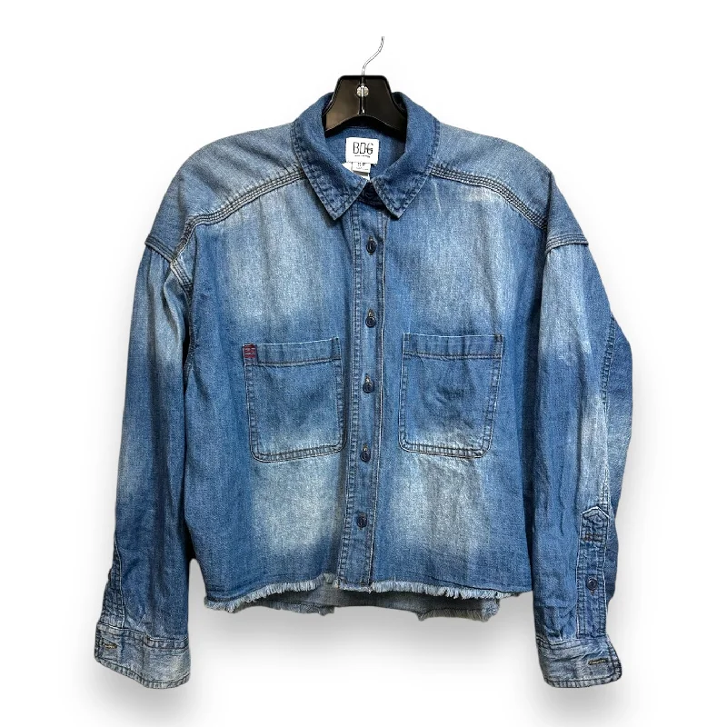 Top Long Sleeve By Bdg In Blue Denim, Size: Sp Monochromatic Office Style