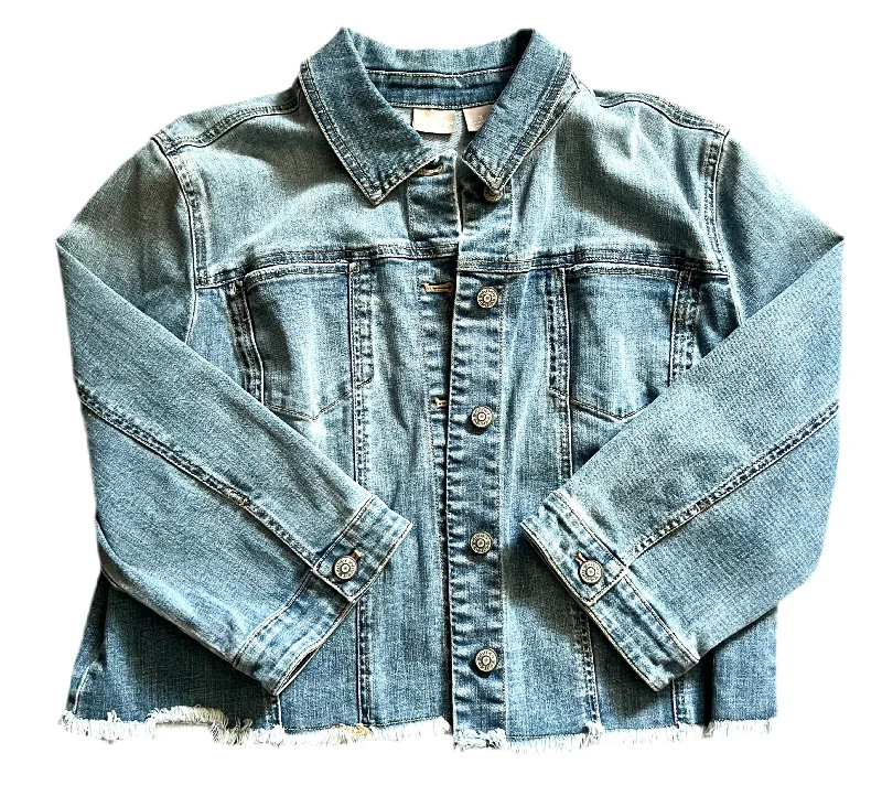 Jacket Denim By Chicos In Blue Denim, Size: Xl Trendy Men's Scandinavian