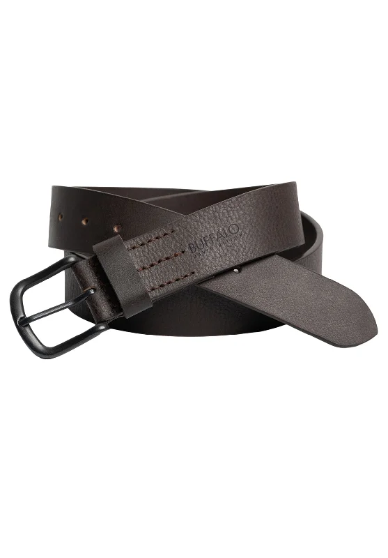 Shrunken Full Grain Brown Buffalo Leather Belt with Blackened Finish - BB1005C13 Cool Men's Distressed