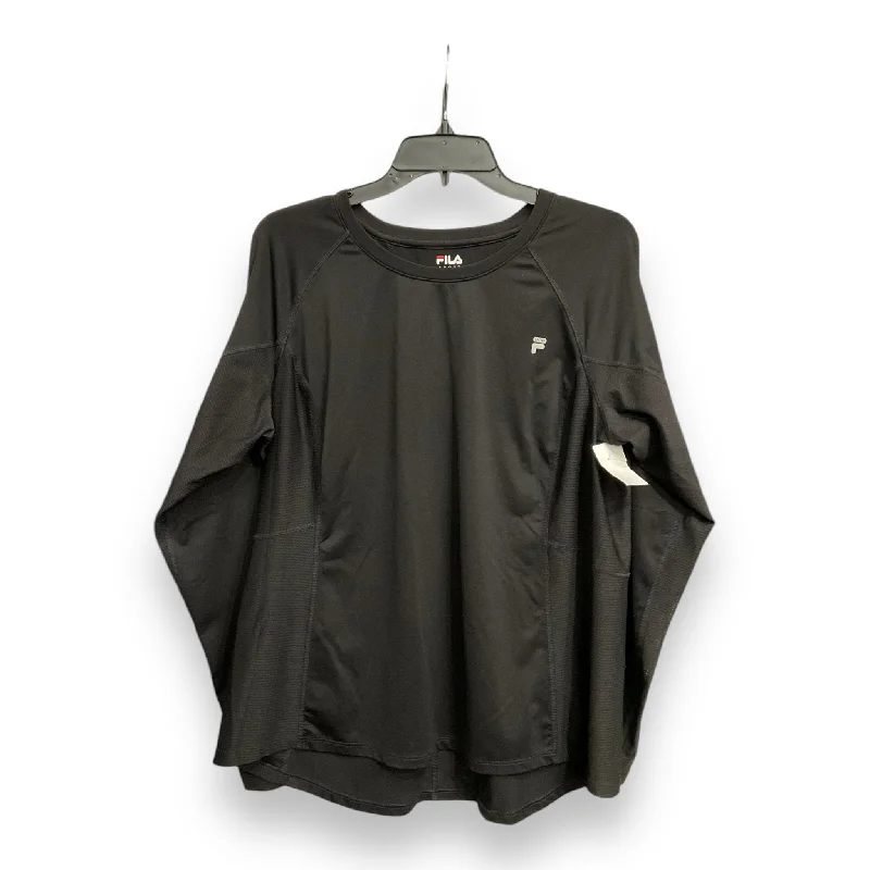 Athletic Top Long Sleeve Collar By Fila In Black, Size: Xxl Athletic Men's Compression