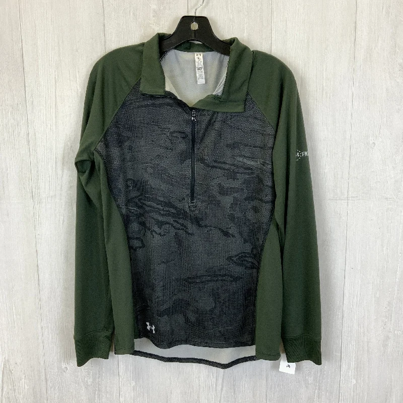 Athletic Top Long Sleeve Collar By Under Armour In Green, Size: L Laid