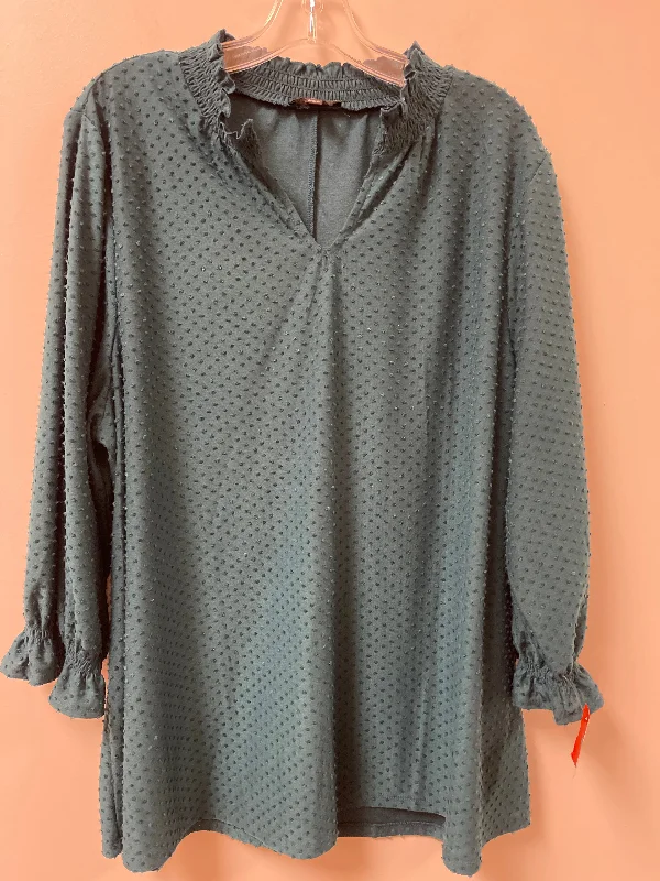 Top Long Sleeve By Lane Bryant In Teal, Size: 2x Elegant Men's Cashmere