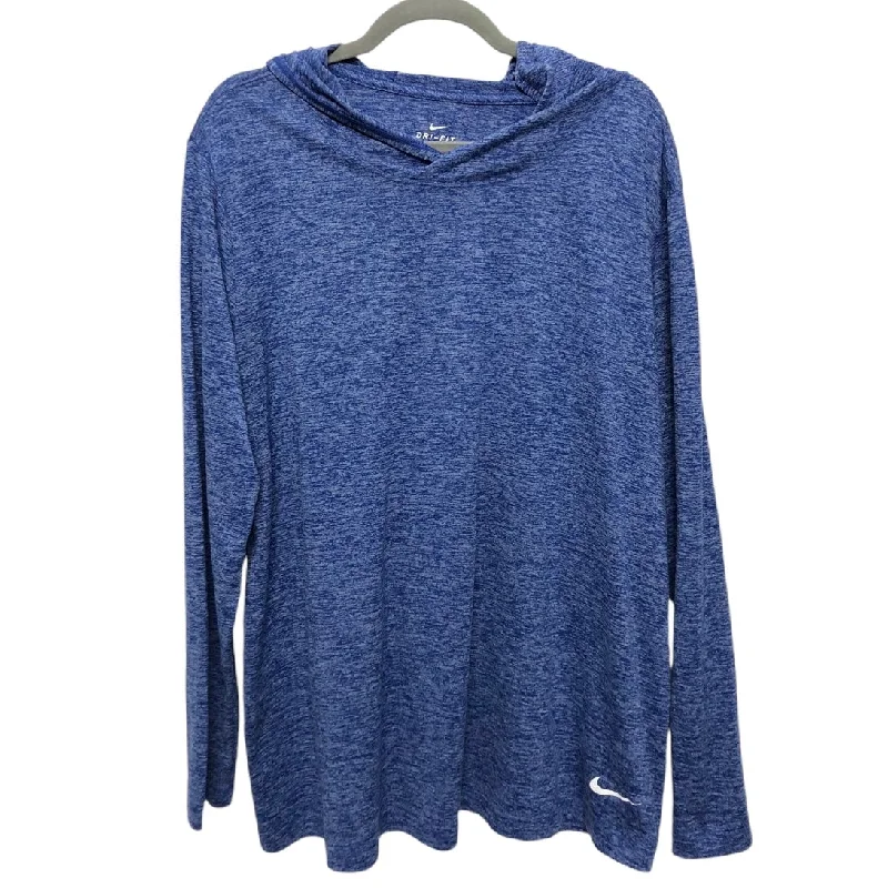 Athletic Top Long Sleeve Collar By Nike In Blue, Size: 1x Casual Men's Japanese 