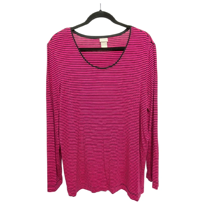 Top Long Sleeve By Chicos In Black & Pink, Size: Xl Dapper Men's Bow
