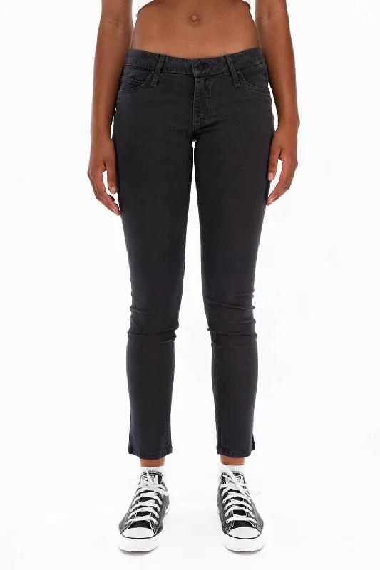 ROBIN'S NAT SKINNY LOW RISE WOMENS SKINNY JEANS IN CHARCOAL WITH TONAL EMBROIDERY AND LOGO Edgy Men's Punk