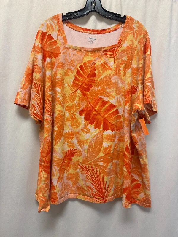 Top Short Sleeve By Liz And Me In Peach, Size: 3x Dapper Men's 1920S