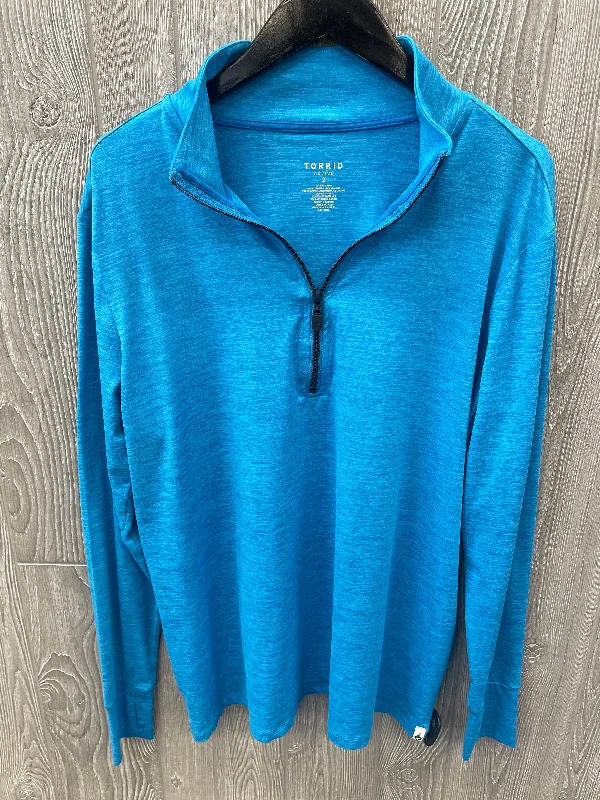 Athletic Top Long Sleeve Collar By Torrid In Blue, Size: 2x Elegant Men's Cashmere