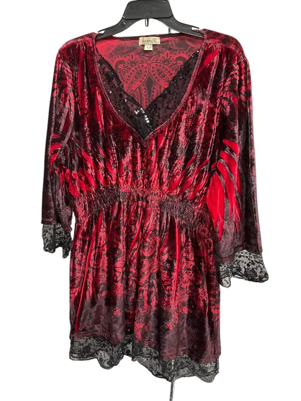 Top Long Sleeve By One World In Black & Red, Size: Xl Sophisticated Men's French