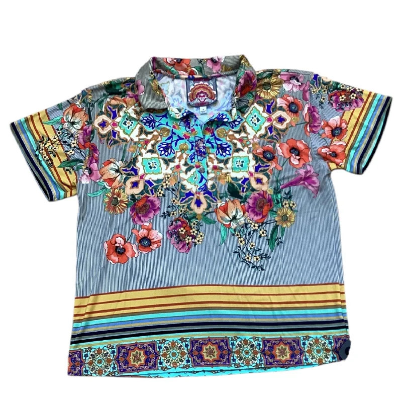 Top Short Sleeve Designer By Johnny Was In Multi-colored, Size: S Business