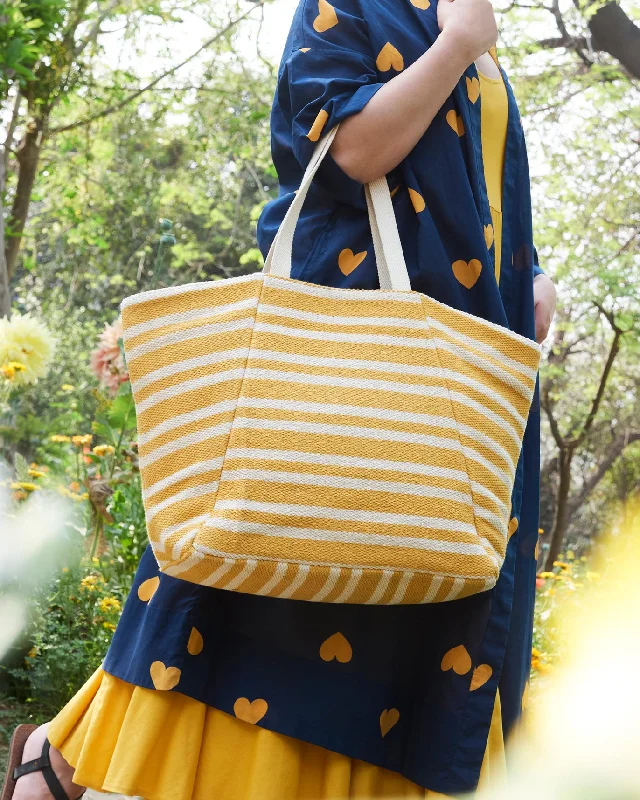 Sunrise Stripe Tote - Ochre & Ivory Refined Men's European