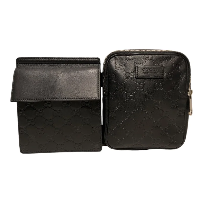 GUCCI/Bag/Leather/BLK/GUCCI DOUBLE WAIST BAG Cool Men's Distressed