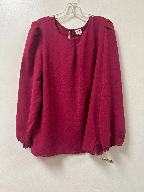 Top Long Sleeve By Anne Klein In Purple, Size: Xl Preppy Men's College