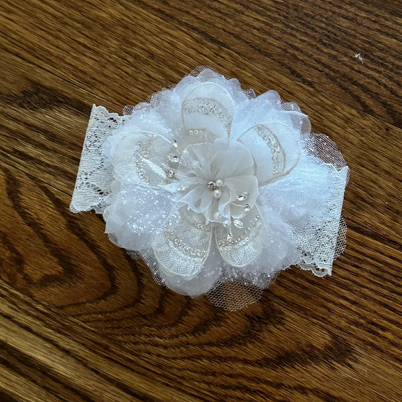 White Tulle Flower Headband Street