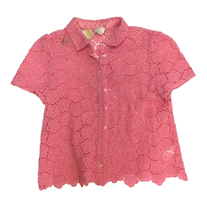 Top Short Sleeve Designer By Kate Spade In Pink, Size: Xl Trendy Men's Oversized