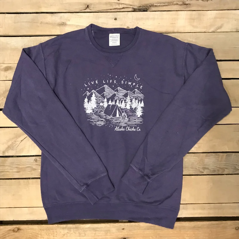 Camping Live Life Simple Crewneck Hip Men's Urban