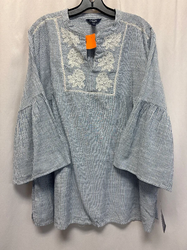 Top Long Sleeve By Chaps In Blue, Size: 1x Vacation