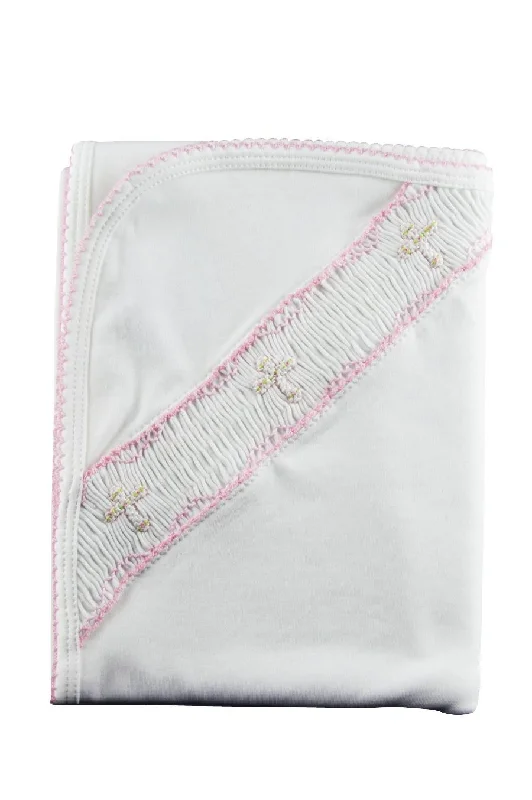 White Pink Cross Blanket Modern Men's Geometric