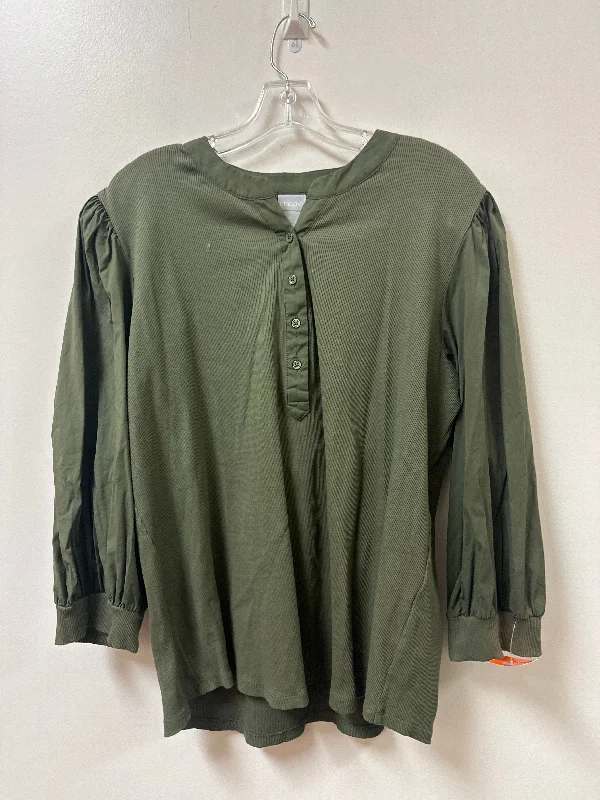 Top Long Sleeve By Chicos In Green, Size: 2x Sporty Men's Athleisure 