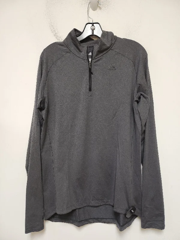 Athletic Top Long Sleeve Collar By Adidas In Grey, Size: L Confident Men's High