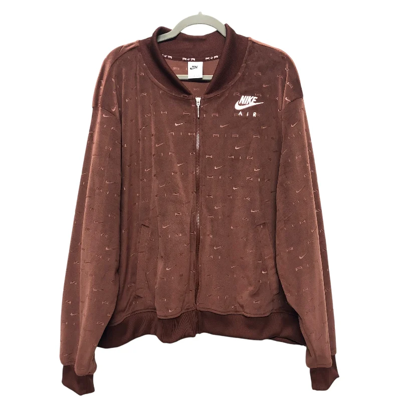 Athletic Jacket By Nike Apparel In Brown, Size:3X Polished Men's Satin