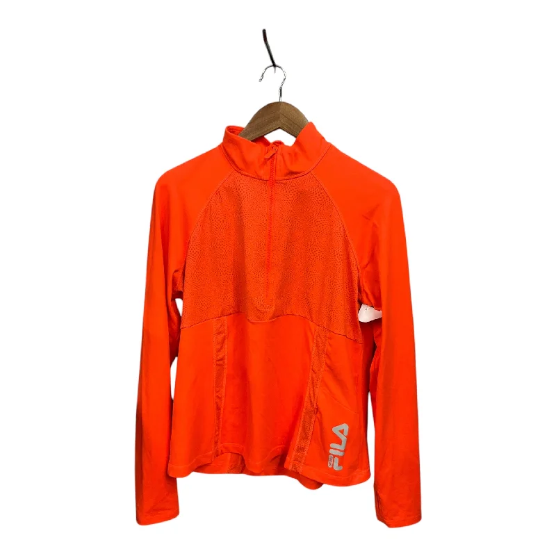 Athletic Top Long Sleeve Collar By Fila In Orange, Size: Xl Cool Men's Distressed