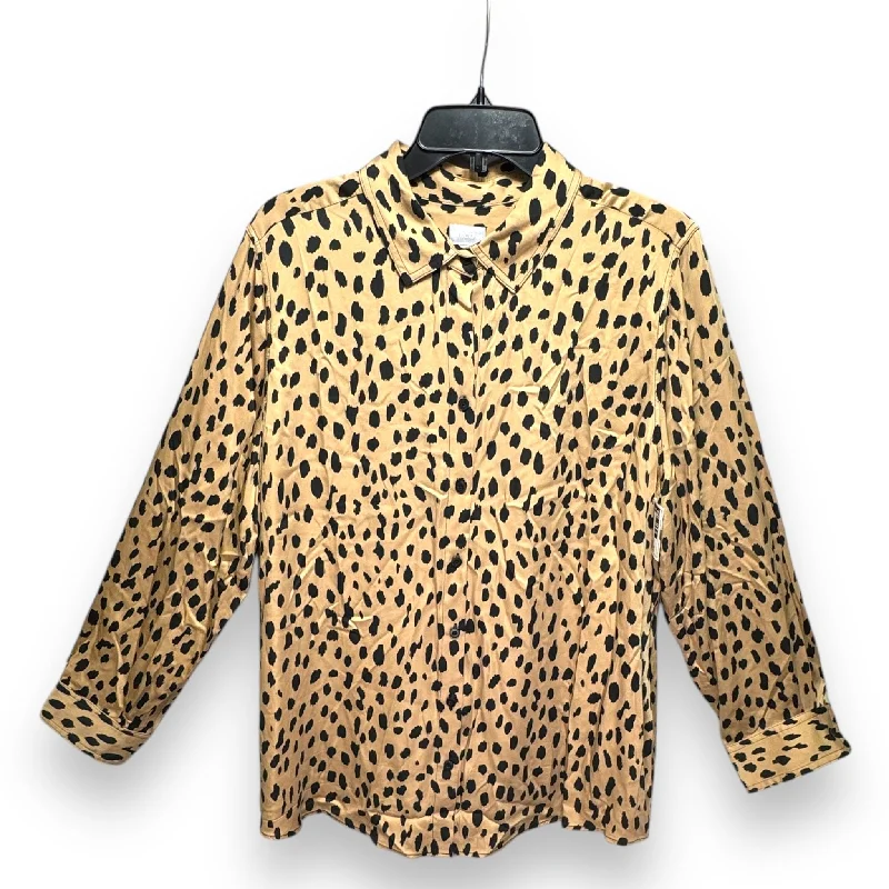 Top Long Sleeve By Chicos In Leopard Print, Size: Xl Refined Men's European