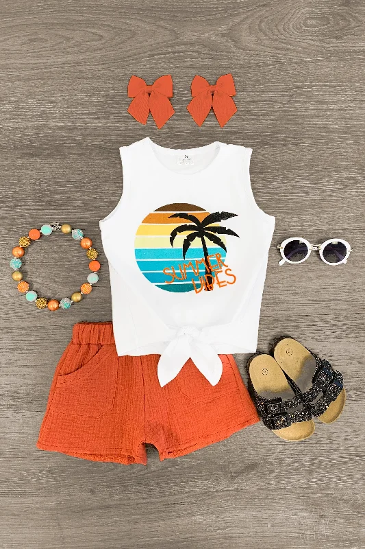 "Summer Vibes" Orange Short Set Refined Men's Classic 