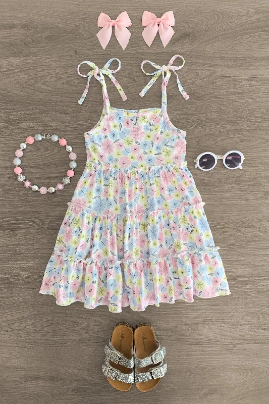 White Pastel Floral Tie Shoulder Dress Confident Men's High