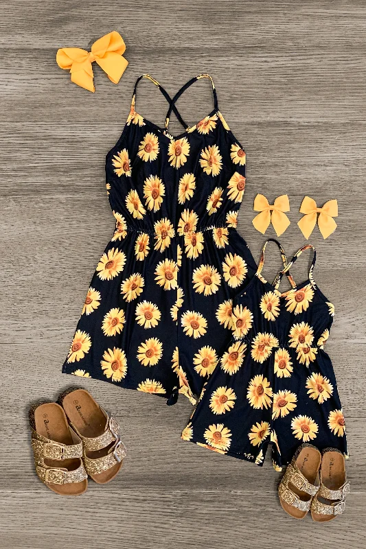 Mom & Me - Black Sunflower Romper Relaxed Men's Australian 