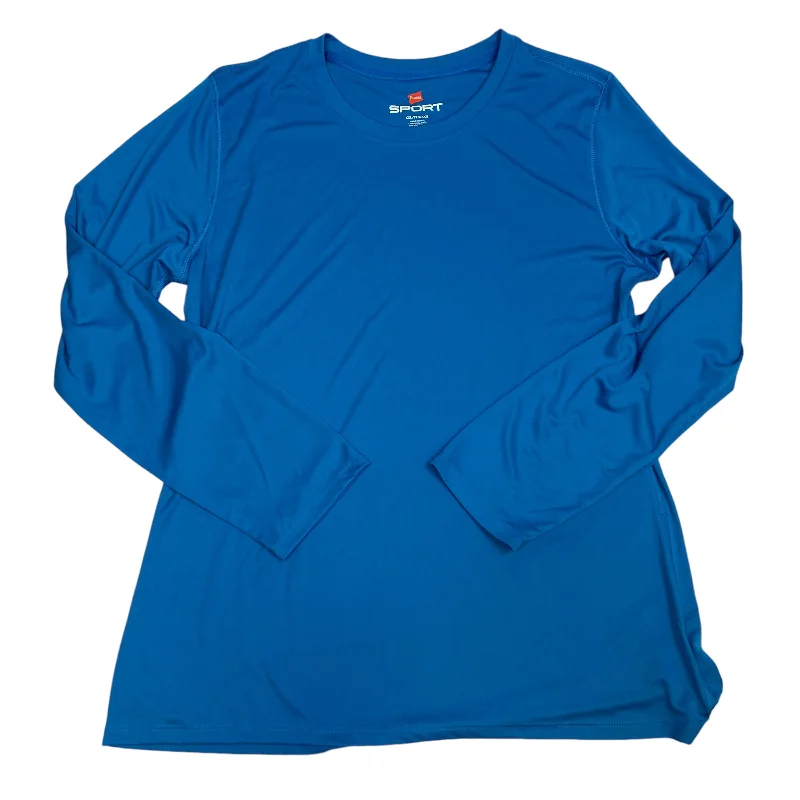 Athletic Top Long Sleeve Crewneck By Hanes In Blue, Size: 1x British Gentleman Style