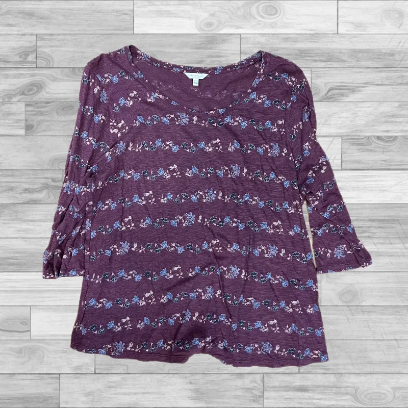 Top 3/4 Sleeve By Lucky Brand In Maroon, Size:2X Trendy Men's Scandinavian