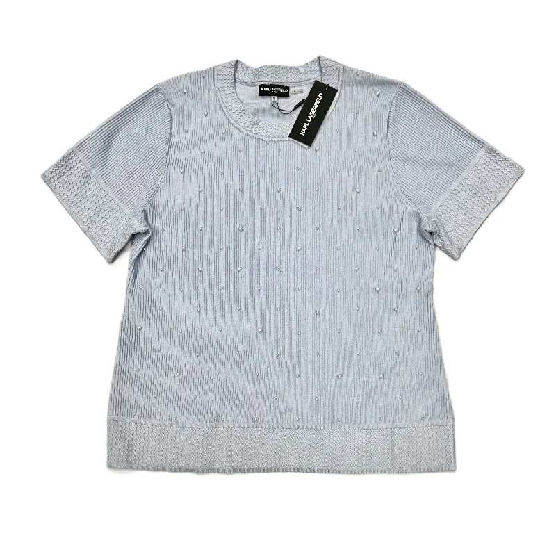 Top Short Sleeve Designer By Karl Lagerfeld In Blue & White, Size: Xl Adventure