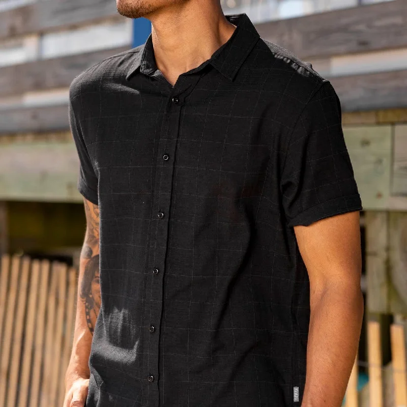Obsidian Black – Bamboo Short Sleeve Shirt Unique Men's Upcycled