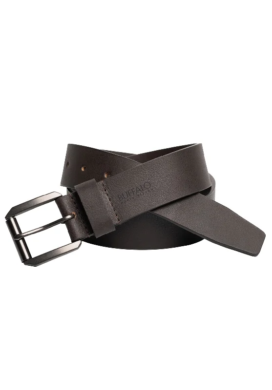 Full Grain Brown Buffalo Leather Belt with Blackened Finish - BB1004C13 Street