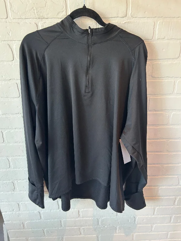 Athletic Top Long Sleeve Collar By Athleta In Black, Size: 3x Monochromatic All