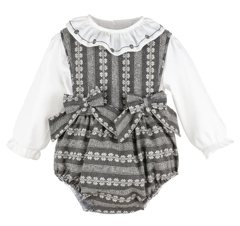 Gray Bow Romper Cool Men's Distressed