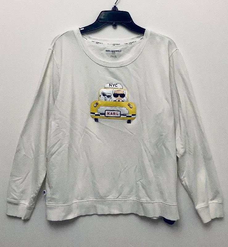 Top Long Sleeve Designer By Karl Lagerfeld In White, Size: L Trendy Men's Bucket