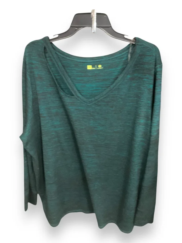 Athletic Top Long Sleeve Crewneck By Xersion In Black & Green, Size: 2x Refined Men's European