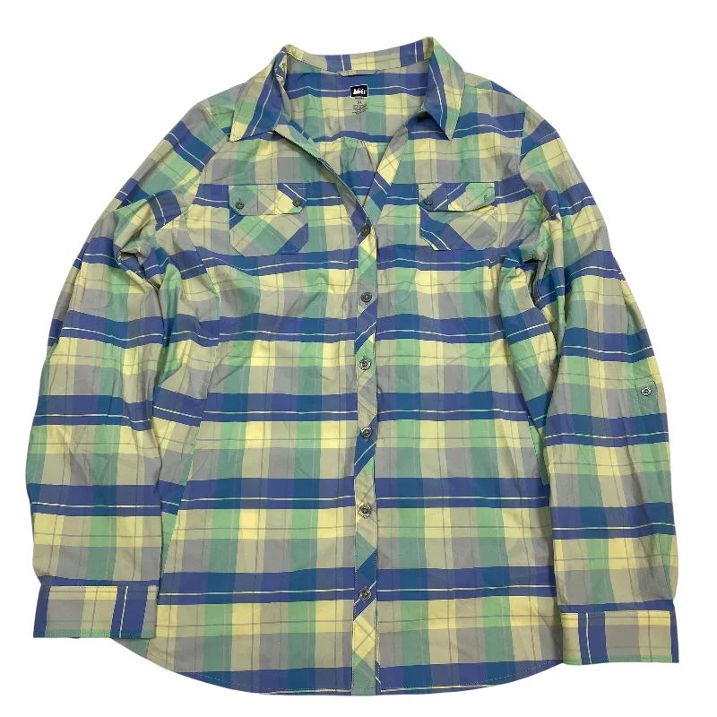 Athletic Top Long Sleeve Collar By Rei In Blue & Yellow, Size: Xl Sleek Men's Contemporary 